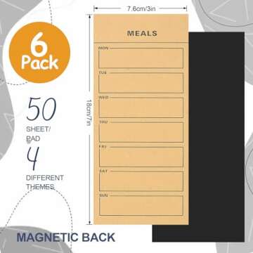 Utron 6 Pack Vintage Magnetic Notepads for Refrigerator, 50 pages/book Grocery List Magnet Pad for F...