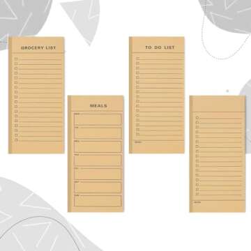 Utron 6 Pack Vintage Magnetic Notepads for Refrigerator, 50 pages/book Grocery List Magnet Pad for Fridge, Design Magnetic Grocery List Pad for Fridge, Grocery List Notepad, To-Do List