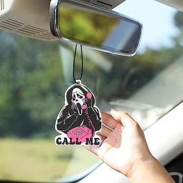 Car Air Fresheners - Pink Ghost Cute Car Interior Accessories Hanging Scents Anime Freshener Automot...