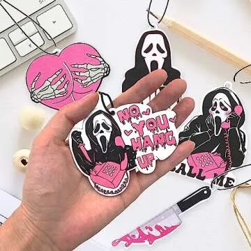 Car Air Fresheners - Pink Ghost Cute Car Interior Accessories Hanging Scents Anime Freshener Automotive Room Decor for Women Teen Girls Gift 5Pcs