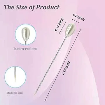 200PCS Corsage Pins, Teardrop Pearl Sewing Pins, Long 2inch Straight Sewing Wedding Bouquet Pins for...