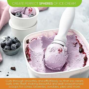 Spring Chef White Commercial Ice Cream Scoop with Comfortable Handle - Heavy Duty Metal Ice Cream Scooper for Frozen Yogurt, Gelato, Sorbet, Melon, Sundae - Dishwasher Safe Kitchen Tool