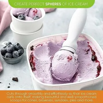 Spring Chef White Commercial Ice Cream Scoop with Comfortable Handle - Heavy Duty Metal Ice Cream Scooper for Frozen Yogurt, Gelato, Sorbet, Melon, Sundae - Dishwasher Safe Kitchen Tool