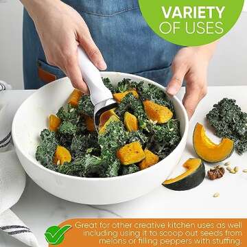 Spring Chef White Commercial Ice Cream Scoop with Comfortable Handle - Heavy Duty Metal Ice Cream Scooper for Frozen Yogurt, Gelato, Sorbet, Melon, Sundae - Dishwasher Safe Kitchen Tool