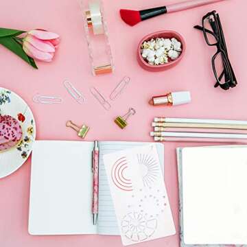 18 pcs Journal Stencil Set, Reusable Plastic Planner Bullet Journaling Stencils Ultimate Productivity Stencil DIY Drawing Stencils Templates for A5 Journal Scrapbooking Notebook