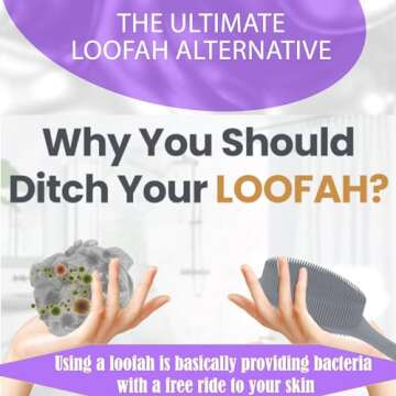 Avilana Long Handle Silicone Body Scrubber – 19-Inch Dual-Sided Design for Gentle Cleansing and Ex...