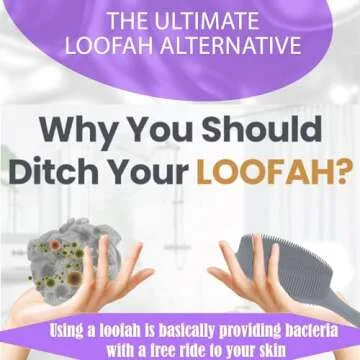 Avilana Long Handle Silicone Body Scrubber – 19-Inch Dual-Sided Design for Gentle Cleansing and Ex...