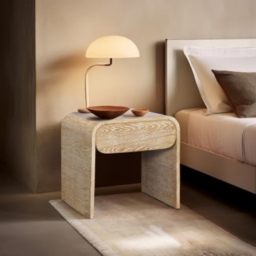 Meridian Cresthill Modern Nightstand in Solid White Oak