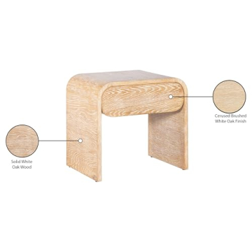 Meridian Cresthill Modern Nightstand in Solid White Oak