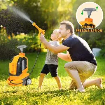 Kids Clean Car - Kids Car Washer Toys with Scraper Sponge Towel - Toddler Pretend Playing Tools Car Wash Gun Manual Pressure - Role Playing Toy Gift for Boys Girls