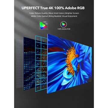 UPERFECT True 4K Portable Monitor, 600 Nits Brightness 100% AdobeRGB, Unique Arch Metal Frame, 15.6'' UHD IPS 3840x2160 USB C Monitor, HDR FreeSync Dual Speakers Type-C HDMI OTG w/Smart Case