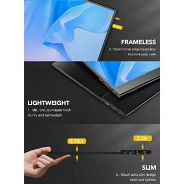 UPERFECT True 4K Portable Monitor, 600 Nits Brightness 100% AdobeRGB, Unique Arch Metal Frame, 15.6'' UHD IPS 3840x2160 USB C Monitor, HDR FreeSync Dual Speakers Type-C HDMI OTG w/Smart Case