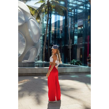 OQQ Women Pants Wide Leg High Waist Casual Lounge Pant