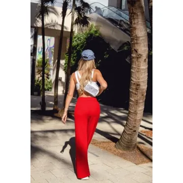 OQQ Women Pants Wide Leg High Waist Casual Lounge Pant