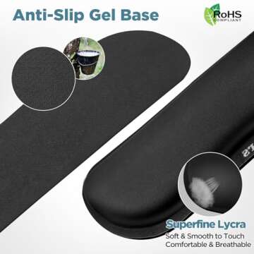 Gimars Upgrade Enlarge Silky Gel Memory Foam Keyboard Wrist Rest, Wrist Rest for Computer Keyboard, Ergonomic Design for Typing Pain Relief, Mousepad Rests, Wrist Support for Office, Gaming, Black