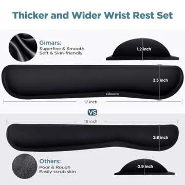 Gimars Upgrade Enlarge Silky Gel Memory Foam Keyboard Wrist Rest, Wrist Rest for Computer Keyboard, Ergonomic Design for Typing Pain Relief, Mousepad Rests, Wrist Support for Office, Gaming, Black