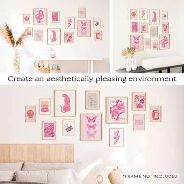 97 Decor Cute Preppy Room Decor Aesthetic - Pink Preppy Posters for Bedroom, Preppy Prints for Wall Decor, Light Pink Art Preppy Pictures, Dorm Wall Art for College Teen Girls Apartment Decorations