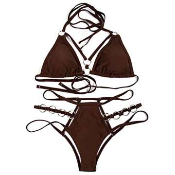 EJsoyo Women's Sexy Thong Bikini Swimsuits String Push up Padded Bathing Suit 2 Piece Cheeky Swimwea...