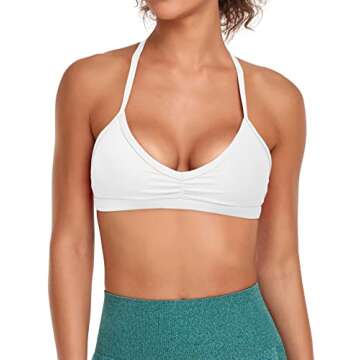 Abonlen Sports Bras for Women Workout Strappy Backless Bra Yoga Crop Tank Top (X-Small, White)