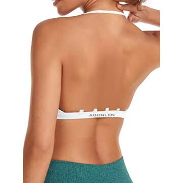 Abonlen Sports Bras for Women Workout Strappy Backless Bra Yoga Crop Tank Top (X-Small, White)