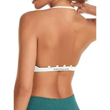 Abonlen Sports Bras for Women Workout Strappy Backless Bra Yoga Crop Tank Top (X-Small, White)