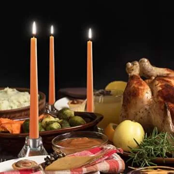 CANDWAX 8 inch Taper Candles Set of 4 - Tapered Candles Dripless and Unscented - Tall Candles Long Burning Perfect for Dinner, Party or Christmas Candles Decor - Orange Candles