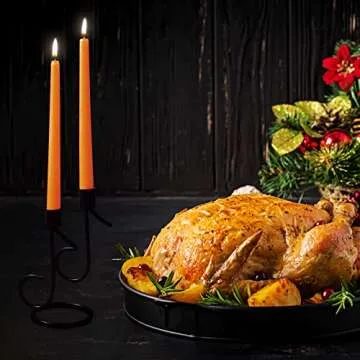 CANDWAX 8 inch Taper Candles Set of 4 - Tapered Candles Dripless and Unscented - Tall Candles Long Burning Perfect for Dinner, Party or Christmas Candles Decor - Orange Candles