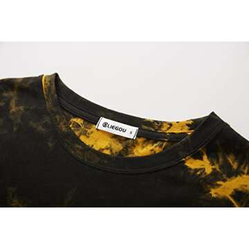 Mens Hip Hop Tie-Dyed Hipster Curve Hem T Shirt (XX-Large, Yellow 2)