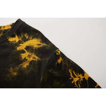 Mens Hip Hop Tie-Dyed Hipster Curve Hem T Shirt (XX-Large, Yellow 2)