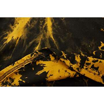 Mens Hip Hop Tie-Dyed Hipster Curve Hem T Shirt (XX-Large, Yellow 2)
