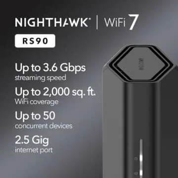 NETGEAR Nighthawk Dual-Band WiFi 7 Router (RS90) – High-Speed Security, Covers 2,000 sq. ft.