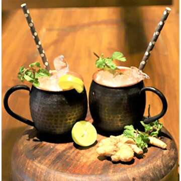 Staglife 16 Oz Antique Moscow Mule Copper Mugs & Copper Cups for Moscow Mules Hammered Finish Set of 2