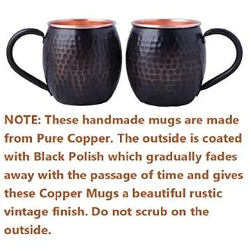 Staglife 16 Oz Antique Moscow Mule Copper Mugs & Copper Cups for Moscow Mules Hammered Finish Set of 2
