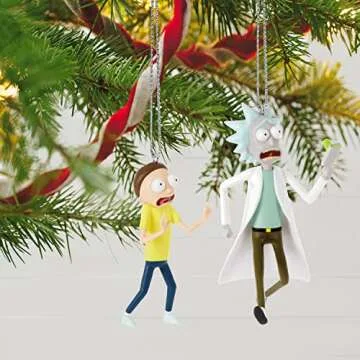 Hallmark Keepsake Christmas Ornament, Rick and Morty Just Don't Think About It, Morty! Set of 2