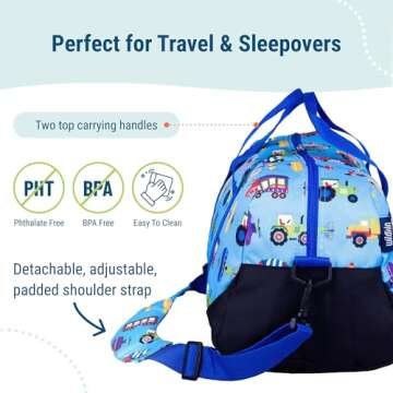 Wildkin Kids Overnighter Duffel Bag for Travel & Play