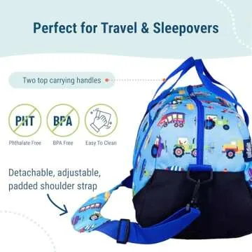 Wildkin Kids Overnighter Duffel Bag for Travel & Play