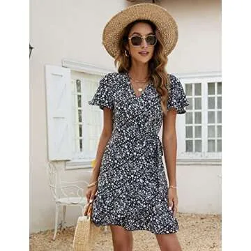Naggoo Floral Summer Wrap Dress for Women - Stylish & Elegant