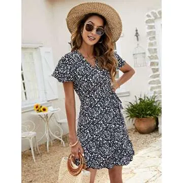 Naggoo Floral Summer Wrap Dress for Women - Stylish & Elegant