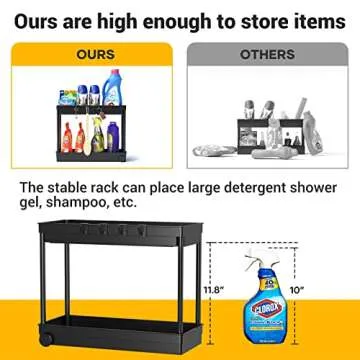 Cicilyna 2 Pack Under Sink Organizer, 2 Tier Bathroom Cabinet Organizers and Storage with Hook, Mult...