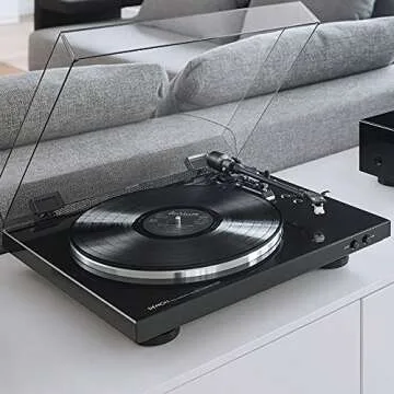 Denon DP-300F Fully Automatic Analog Turntable with Built-in Phono Equalizer | Unique Tonearm Design | Hologram Vibration Analysis | Slim Design