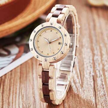 GORBEN Women's Bamboo Wooden Watch: Elegant, Natural, and Sustainable Quartz Timepiece