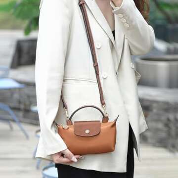 KOMHPS Purse Straps Replacement, Leather Handbag Crossbody Shoulder Strap Kit Adjustable for Mini To...