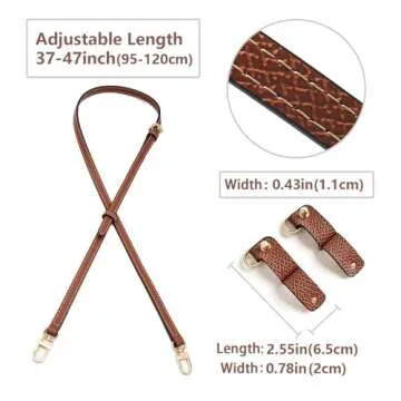 KOMHPS Purse Straps Replacement, Leather Handbag Crossbody Shoulder Strap Kit Adjustable for Mini Tote Bag Women