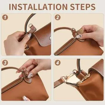 KOMHPS Purse Straps Replacement, Leather Handbag Crossbody Shoulder Strap Kit Adjustable for Mini Tote Bag Women