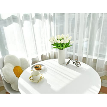 Mandy's 28pcs White Flowers Artificial Tulip Silk Fake Flowers 13.5" for New Year Spring Mother's Day Easter Valentine’s Day Gifts in Bulk Home Kitchen Wedding Decorations