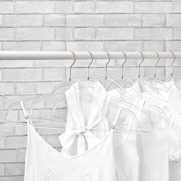 Clear Space Saving Invisible Hangers with Rose Gold Hooks