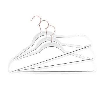 Clear Space Saving Invisible Hangers with Rose Gold Hooks