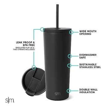 Simple Modern Insulated Tumbler with Lid and Straw | Elegant 24oz Travel Mug | Ideal Gift for All