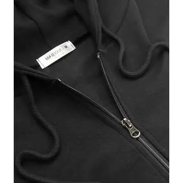 MAJECLO Women's Comfy Lightweight Oversized Zip Up Hoodie Sweatshirt (X-Large, Oversized_Black)