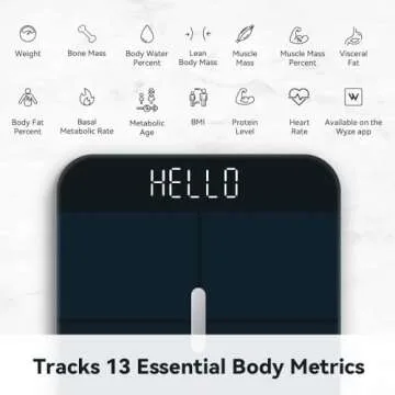 WYZE Smart Scale X for Body Weight, Digital Bathroom Scale for BMI, Body Fat, Water and Muscle, Heart Rate Monitor, Body Composition Analyzer for People, Baby, Pet, 400 lb, Black